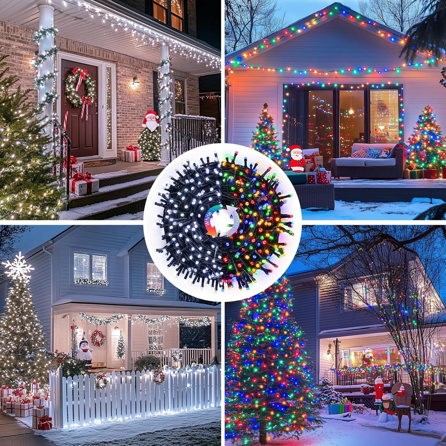 JMEXSUSS Color Changing Christmas Lights, 66ft 200 LED White & Multicolor String Lights Outdoor Waterproof with Timer Remote, Connectable Christmas Tree Lights Plug in for Indoor Xmas Decor