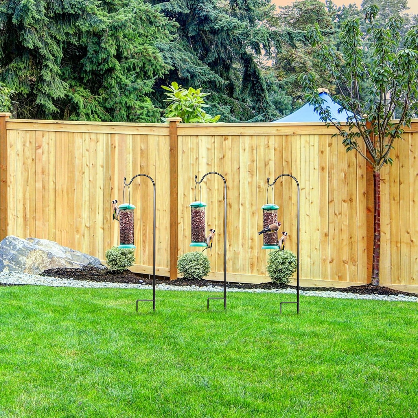 Sorbus Shepherds Hooks for Outdoor - Set of 6 Extendable Garden Planter Stakes for Bird Feeders, Outdoor Décor, Plants, Lights, Lanterns, Flower Baskets, and More! Heavy Duty - Up to 6.5 Lbs. (6 Pack)