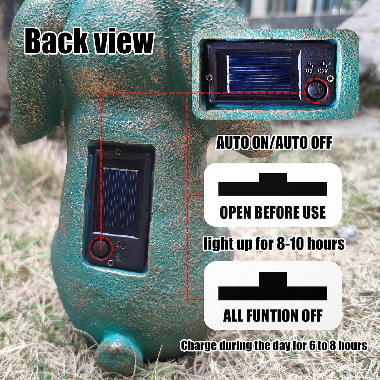 Rabbit Solar Welcome Garden Statues Outdoor Décor-Rabbit Figurines Solar LED Light Lawn Ornaments - Yard Decorations for Patio, Balcony, Backyard -Unique House Warming Gifts for Mom