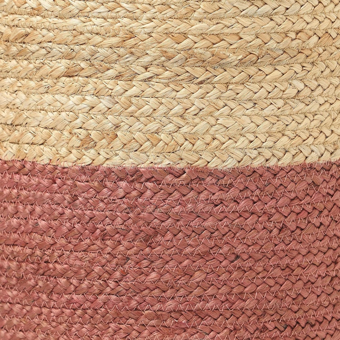 REDEARTH · Cylindrical Pouf Foot Stool Ottoman - Jute Braided Pouffe Poof Accent Sitting Footrest for Living Room, Bedroom, Nursery, Patio, Lounge Set of 2 (Natural Rust, 14.5"x14.5"x16")