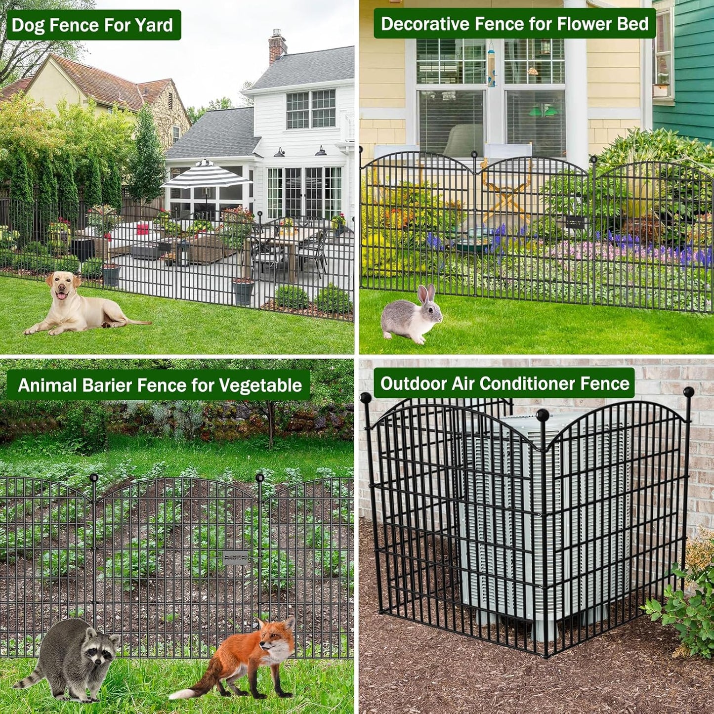 25 Panels Decorative Garden Fence with Gate - 32 in (H) x 59 ft (L) 24 Panels + 1 Gate - Dog Fence Outdoor for Yard,Rustproof Metal Animal Barrier Ground Stakes Fencing for Garden, Patio, Flower Bed