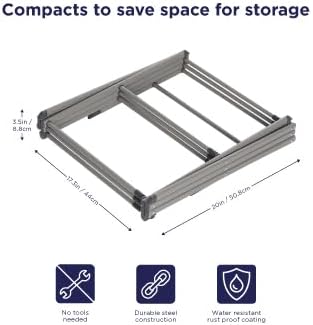 BLACK+DECKER 3 Tier Expandable Collapsing Foldable Laundry Rack for Air Drying Clothing, Space Saving Heavy Duty Lightweight Metal Drying Rack(Silver)
