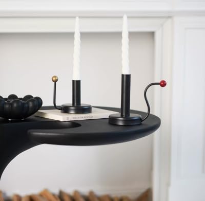 Black Iron Taper Candle Holder，Vintage Candlestick Holder Candlelight Stand for Farmhouse Decor Table Decoration (Black-Gold)