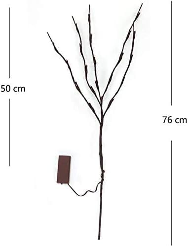 DK177 6 Pack Led Branch Light Battery Operated Lighted Branch Vase Filler Willow Tree Artificial Little Twig Power Brown 30 Inch 20 LED for Home Romantic Decoration, Warm White