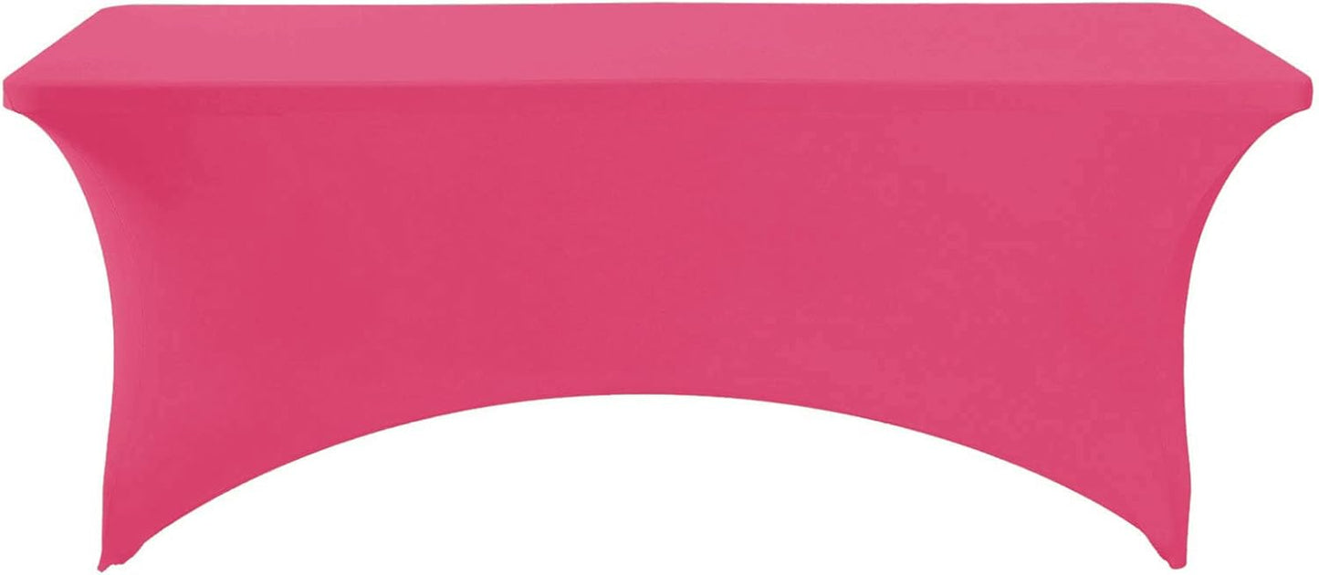 Spandex Table Cover for 6Ft or 4fT or 8ft Table Universal Fitted Stretch Tablecloth for Party, Banquet, Wedding and Events-Hot Pink