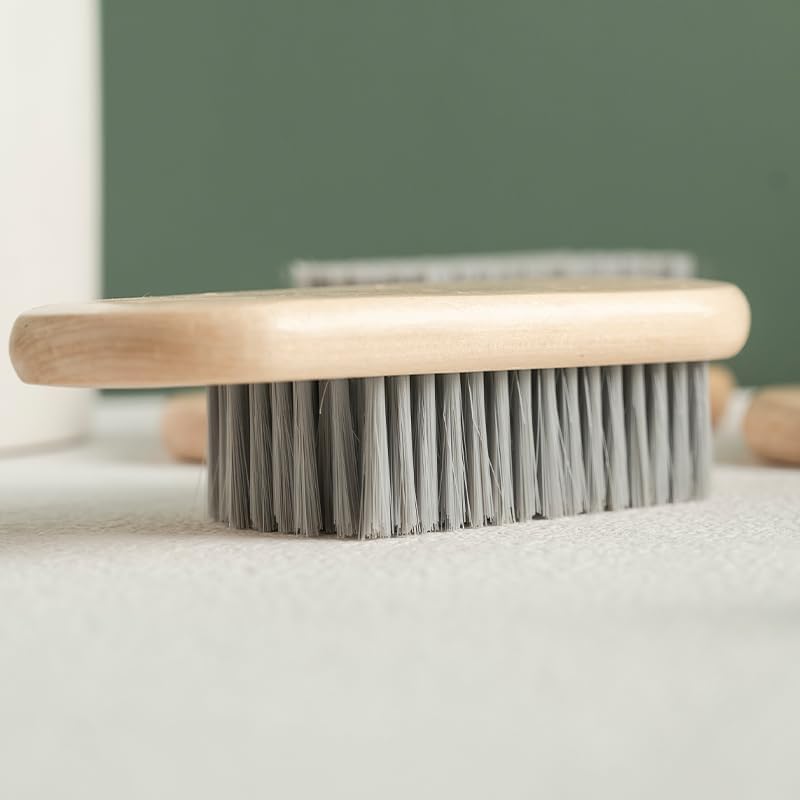 2 Pcs Wood Laundry Brush, Clothing Stain Remover Scrubber, Soft Bristle for Scrubbing Out Tough on Delicate, Easy to Grip Hand Washing Clothes