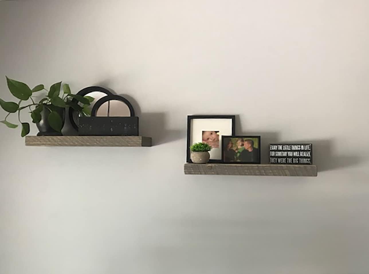 joelsantiques 18 Inch Wooden Floating Shelves for Wall - 18x6x2 in - Made of Natural Wood - Short Heavy Duty Rustic Wall Shelves for Bedroom - Perfect for Bathroom, Kitchen - Grey