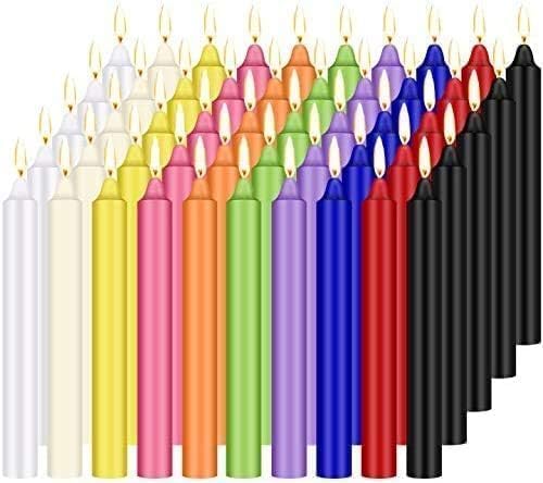 100 Pack Assorted Color Spell Chime Candles, 4 Inch Mini Taper Candles for for Home Decor Kitchen Decor Wedding Decoration-10 Colours