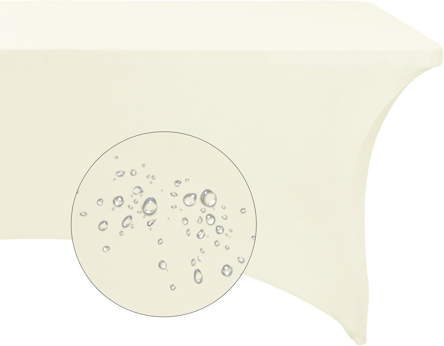 Spandex 8ft Waterproof Table Cover for Party,Wedding, Banquet, and Events(Ivory)