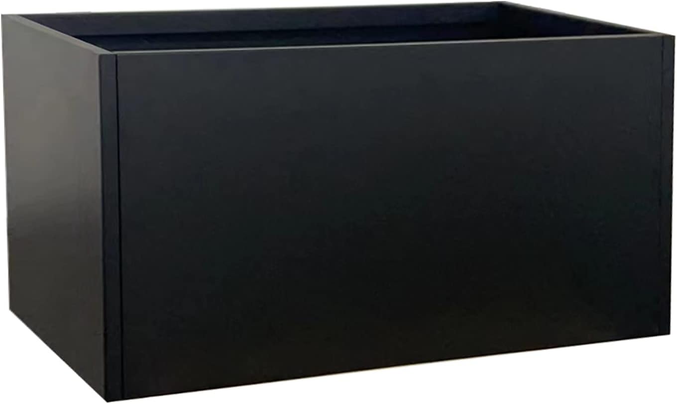 Galvanized Steel Planter Black Metal Outdoor Planter Powder Coated 32" x 12" x 16" Pot Metallic Heavy Pot Indoor & Outdoor, Commercial & Residential (L32 x W12 x D16, Black)
