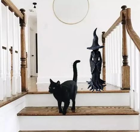 Cracker Barrel Witch Statue,Gothic Witch Statue,Resin Statue, Halloween Decorations Indoor Ornament Figurine (11.8in)