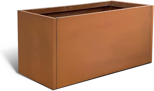Corten Steel Planter Box Rectangular Planters Large Outdoor Planter Metal Planter Box for Tall Plant Trough Rustic Patina for Garden Yard Commercial Residential Farm 16 in x 31.5 in x 16 in