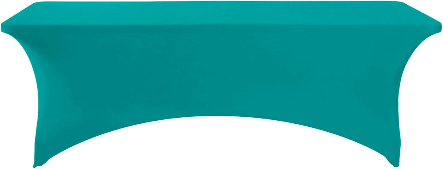 Spandex Table Cover for 8FT or 4ft or 6ft Table Universal Fitted Stretch Tablecloth for Party, Banquet, Wedding and Events-Turquoise