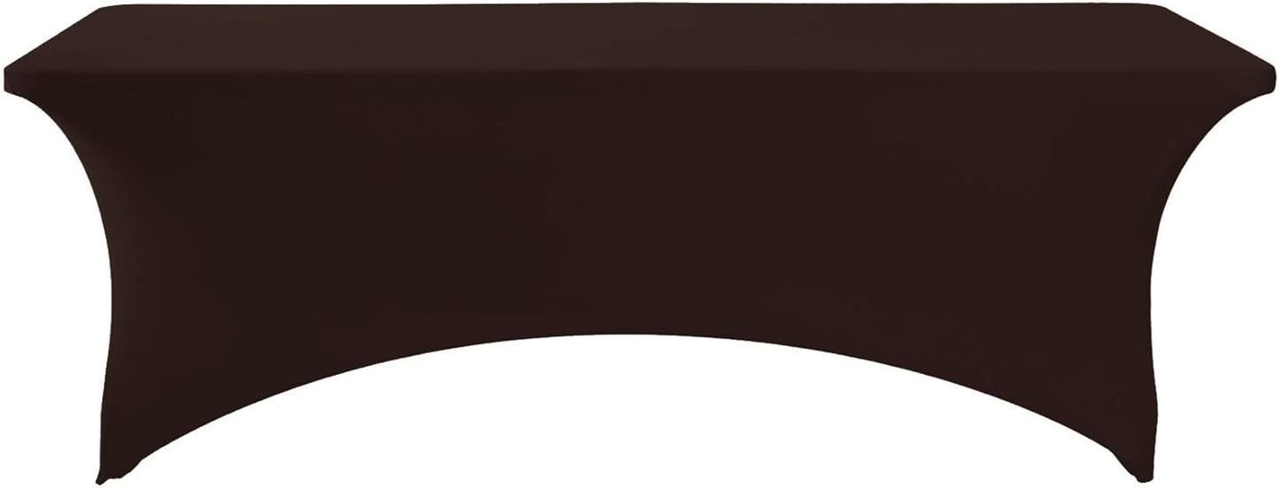 Spandex Table Cover for 8FT or 4ft or 6ft Table Universal Fitted Stretch Tablecloth for Party, Banquet, Wedding and Events-Chocolate