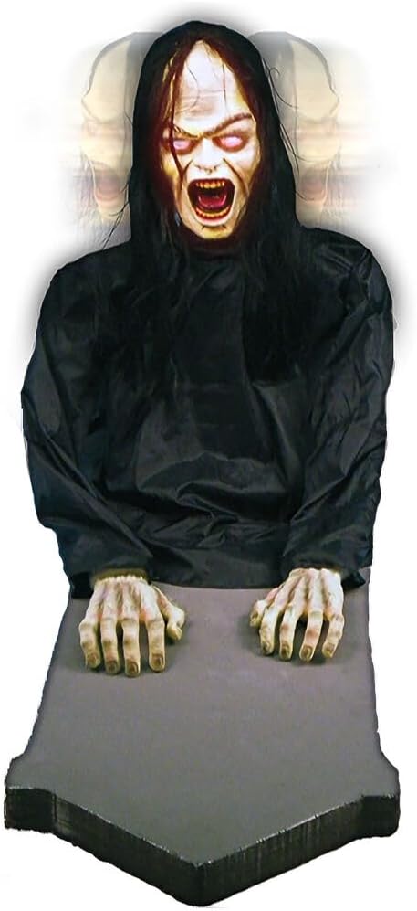 Haunted Hill Farm Resurrection Mary by Tekky, Battery Operated Timer and Sound Activated Jump-Scare Halloween Animatronic for Indoor or Covered Outdoor Creepy Halloween Decorations, Scary Fright Props