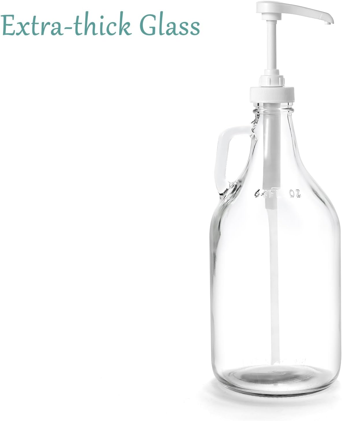 Glass Laundry Detergent Dispenser with Pump, 64OZ Liquid Laundry Soap Dispenser, Fabric Softener Dispenser Bottle for Laundry Room Organization and Storage, 1 Pack