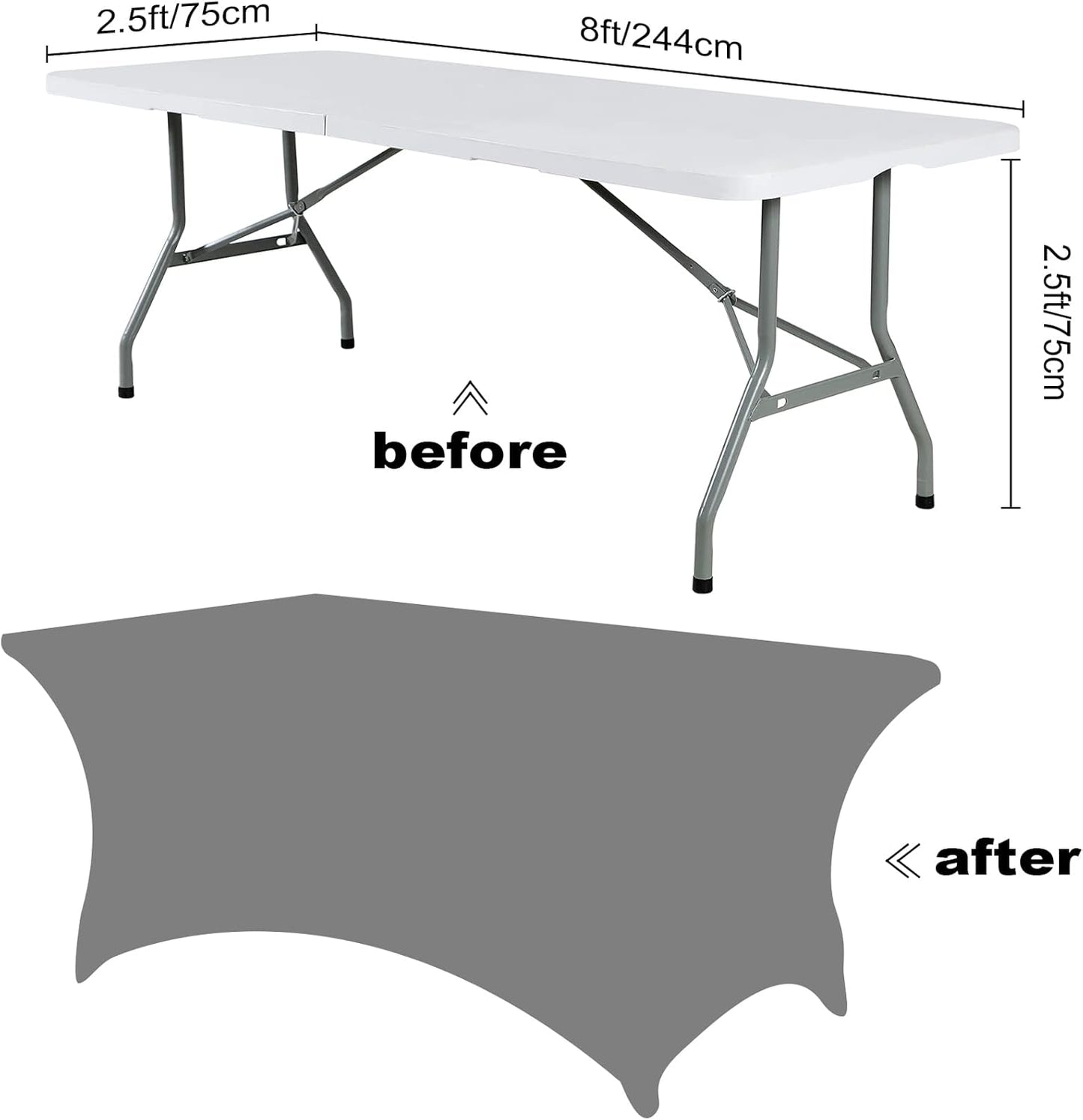 SuperO Waterproof Spandex Table Cover for 8FT Table Universal Fitted Stretch Tablecloth for Party, Banquet, Wedding and Events-Red