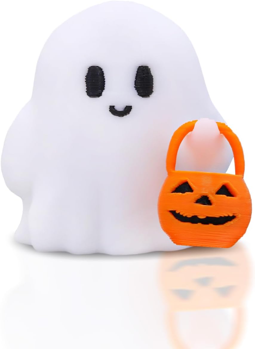 Halloween Ghost Figurine, Cute Spooky Resin Ghost with Pumpkin Basket Statue, Funny Decor for Halloween Decorations Indoor, Porch Indoor Home Decor Gifts