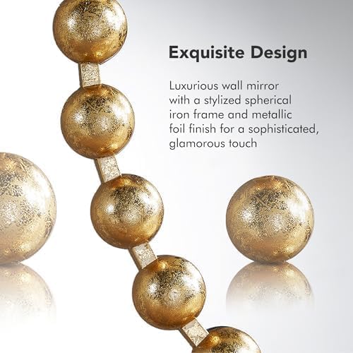 Madison Park Round Mirror, Metal Frame Circle Mirror 36 inch, Wall Art Decor Mounted Hanging for Entryway, Bathroom, hallway, Living Room, Vanity, Marlowe, Gold