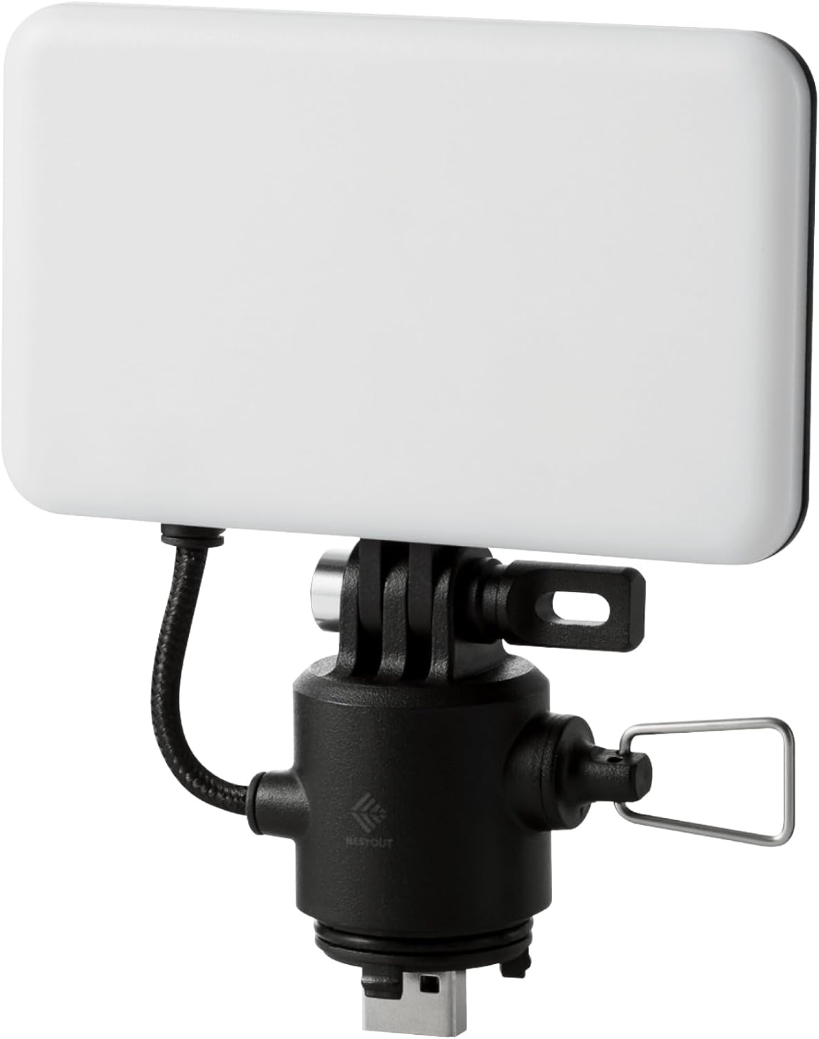 ELECOM NESTOUT Outdoor Camping LED Panel Flashlight w/Mini Tripod, Dimmable USB Powered LED Light, IP44 Water Dust Resistant, 30-1000 Lumen, Portable Lantern for NESTOUT Power Bank, Black (Flash-1)