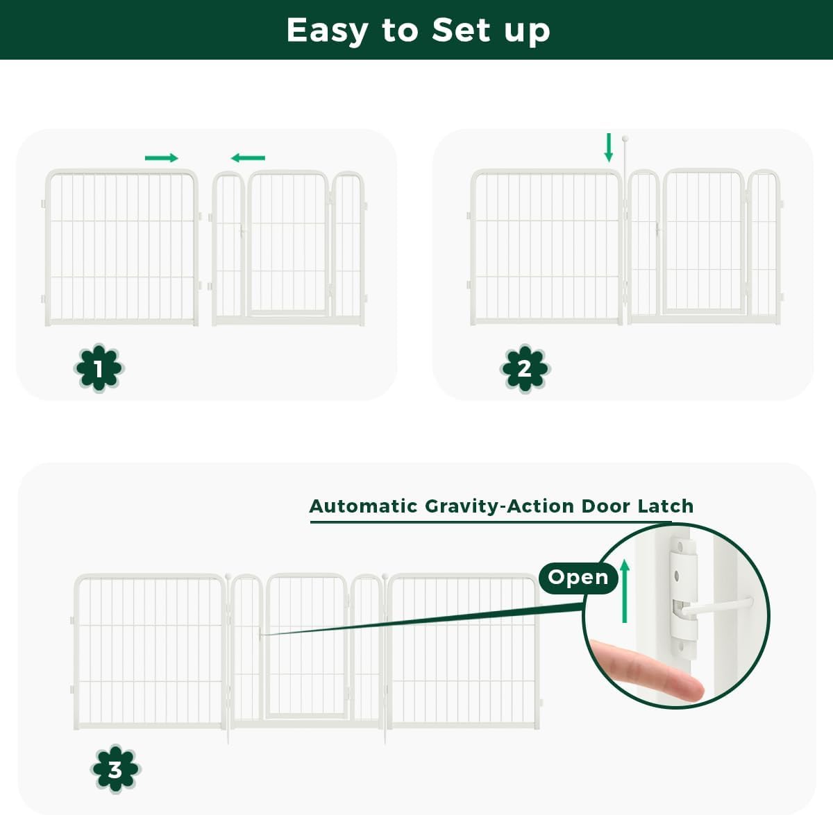 FXW Garden Fence Outdoor for The Yard – 24in(H) x 44.4ft(L) Heavy Duty Metal Animal Barrier for Dog and Rabbit, Decorative Dog Fence, 24 Panels, White