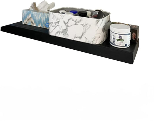 joelsantiques - 36 Inch Wooden Floating Shelves for Wall - 36x8x2 in - Made of Natural Wood - Heavy Duty Rustic Wall Shelves for Bedroom - Perfect for Living Room, Kitchen - Black
