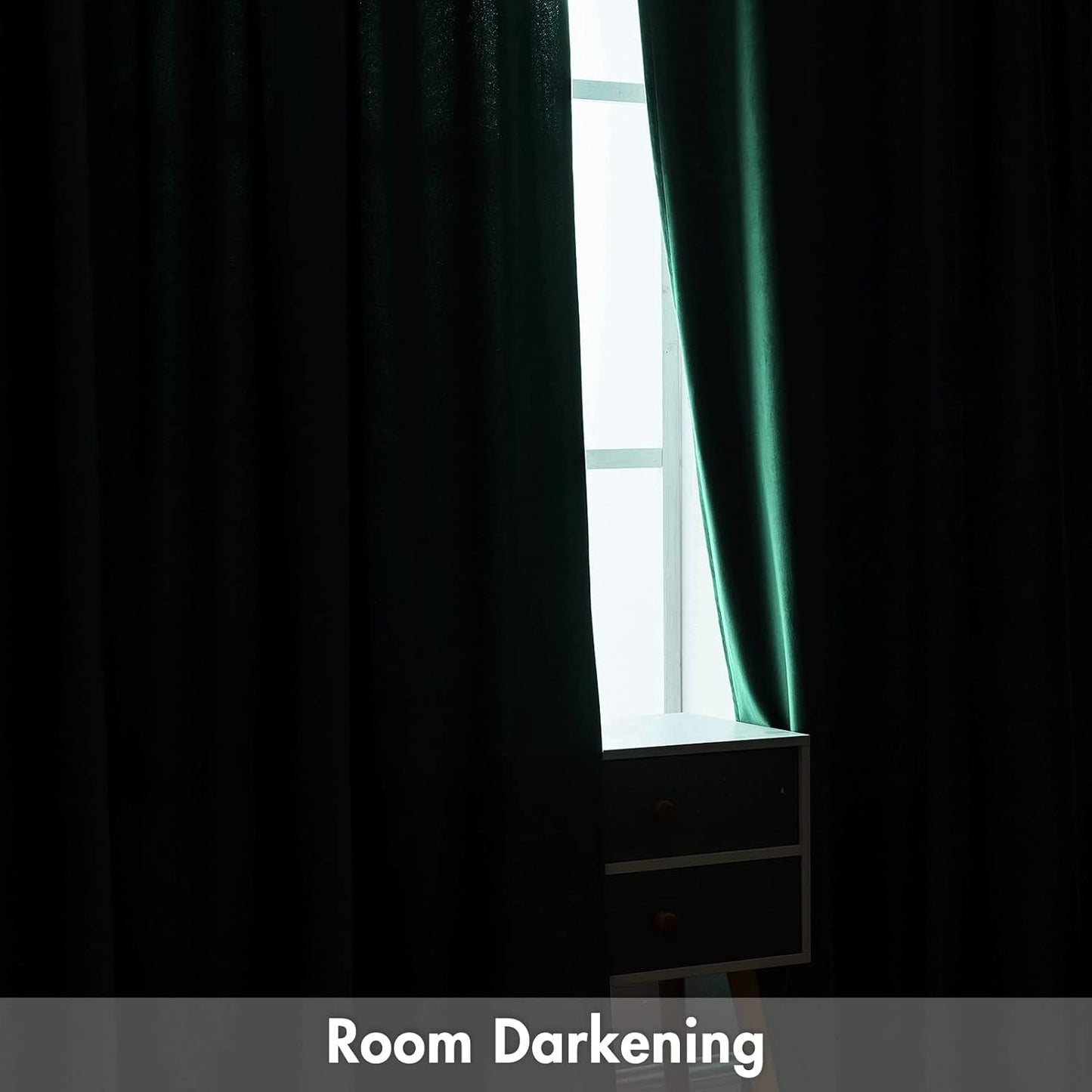 MIULEE Dark Green Velvet Curtains Thermal Insulated Blackout Curtain Christmas Emerald Green Drapes for Bedroom Living Room Darkening 63 Inches Long Curtains Panels Rod Pocket Set of 2