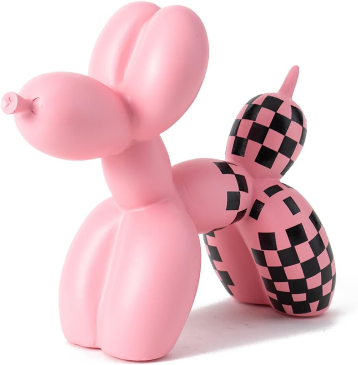 Vilead Resin Balloon Dog Statue with Checkered Pattern,Modern Home Decoration Trendy Animal Art Ornaments,Collection Figurine Bedroom Living Room Office Desktop Sculpture