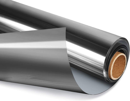 HIDBEA One Way Privacy Window Film, Daytime Mirror Reflective Heat Control UV Sun Blocking Non-Adhesive Static Cling Window Tint for Home and Office(Black-Silver, 55.1 Inch x 16.4 Feet)