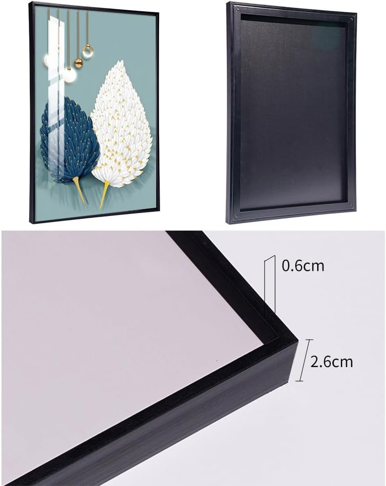 MPLONG Abstract Modern Minimalist Natural Framed Decorative Painting Bright style Wall Art Set of 3Wall Decor for Living Room, Bedroom, Dining Room, Office, etc. (Blue, 16 "X 24" X 3 pieces)