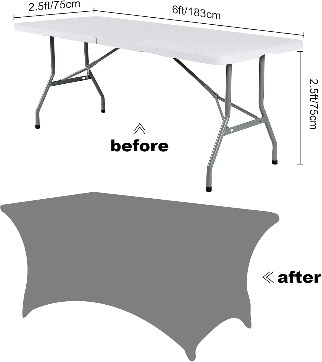 SuperO 2Pack Waterproof Spandex Table Cover for 6FT Table Universal Fitted Stretch Tablecloth for Party, Banquet, Wedding and Events-Emerald