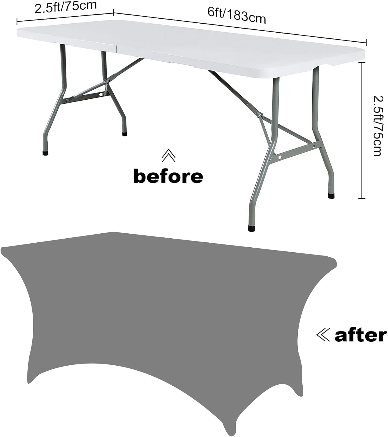 SuperO Waterproof Spandex Table Cover for 6FT Table Universal Fitted Stretch Tablecloth for Party, Banquet, Wedding and Events-Navy