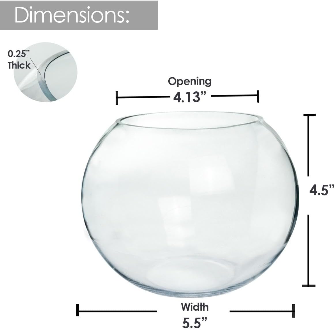 Craft And Party, Glass Bubble Vase, 4.5" Height x 6" Width, Set of 6 Glass Fish Bowl Vase, Bubble Bowl vase for Terrarium, Flower Vase Centerpiece