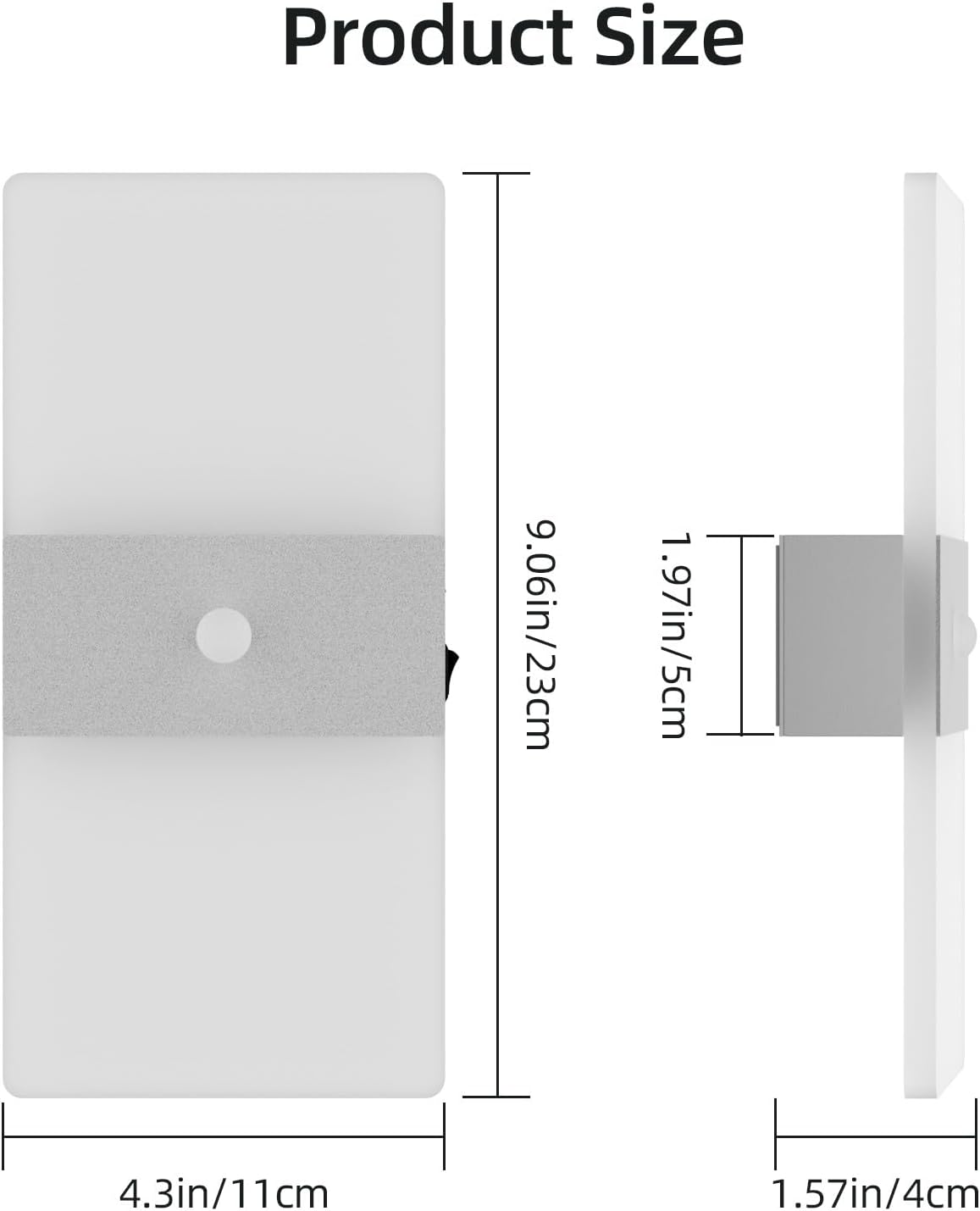 2 Pack Motion Sensor Wall Lights, Morden Silver Decorative LED Indoor Night Light, 3000K Warm Light Battery Operated Wall Sconces for Porch Bedroom Living Room Hallway(Silver)