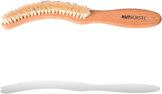 Valentino Garemi Traditional Hat Cleaning Brush | Remove Dust, Dry Stains, Rain Spots, Sweat Marks, Pet or Human Hair | Genuine Boar Hair Made in Germany (White Bristles)