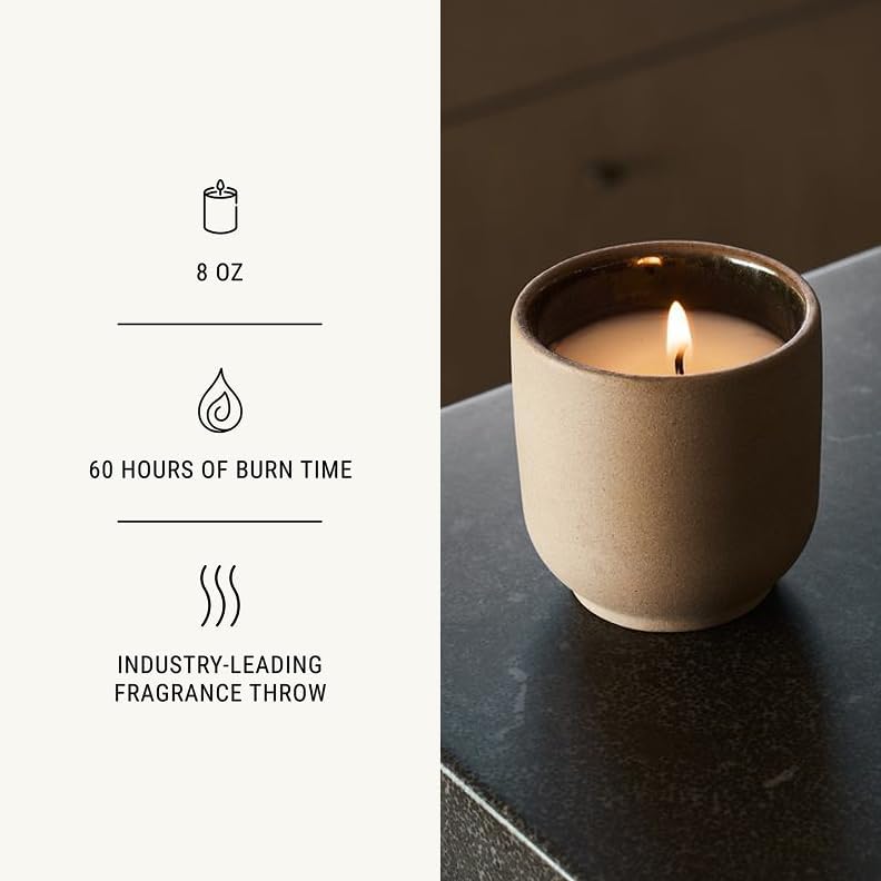 Homecourt Luxury Scented Candle, 60-Hour Burn Time, Soy Wax Blend & Organic Cotton Wick, Kiln-Fired Reusable Ceramic Vessel, Neroli Leaf, 8 oz