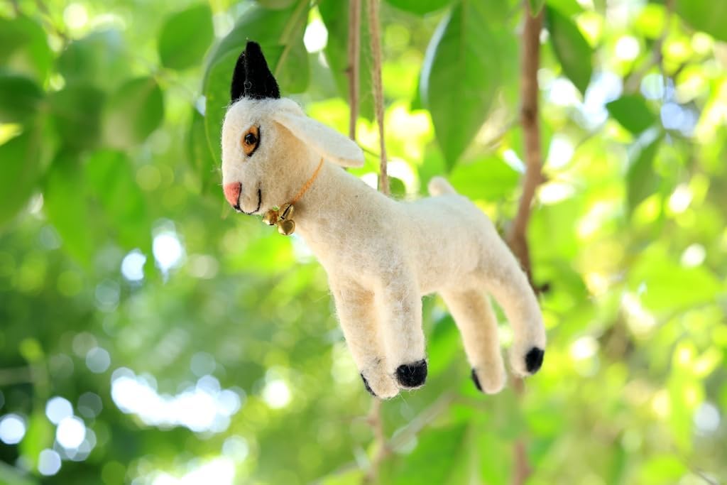 Handmade Needle Felt Goat Ornament, Gift Decor Figure
