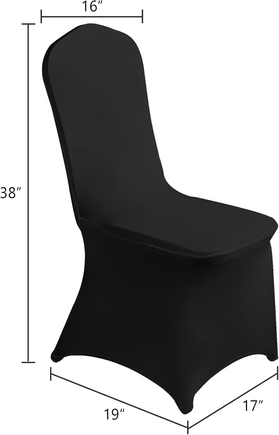 SUPERO Waterproof Chair Cover (50PCS), Stretch Spandex Polyester, Universal Fit, Protector for Dining, Outdoor, Party, Banquet, Wedding Event, Hotel, Black