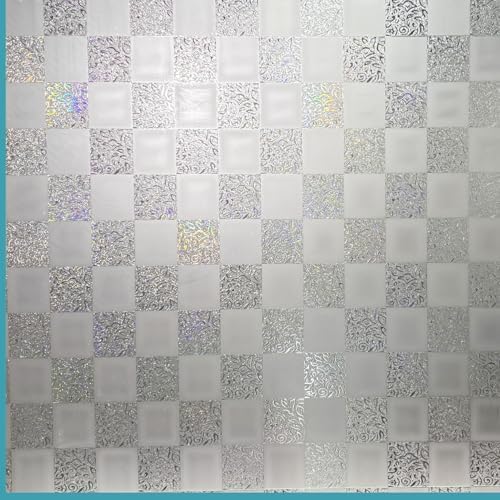 Window Film Privacy Day and Night with Installation Tools, Static Cling Glass Film Ideal for Home Shower Office Glass Door (White, 23.6 x 78.7 Inch)