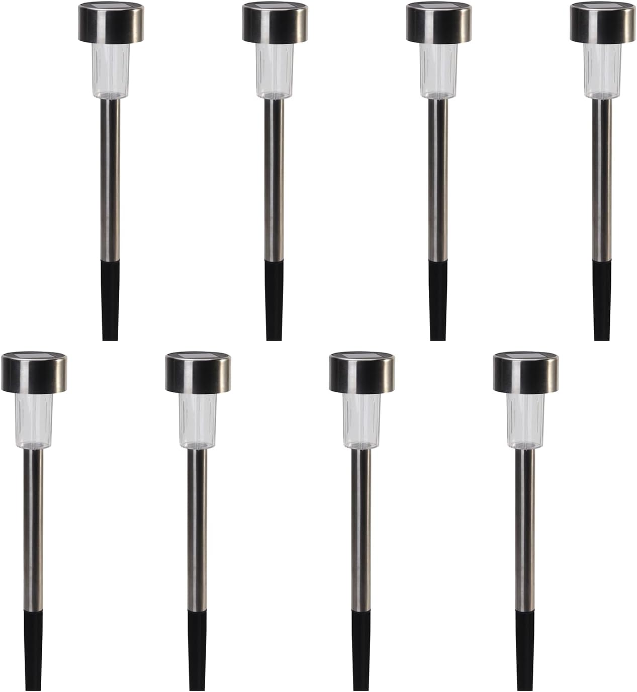EcoGreen Outdoor Pathway Solar Light, 8pcs Pack,Garden Patio Balcony Walk Way Lights, Stainless Steel Leg, 5000K Daylight, IP65 Waterproof, 1.85 * 12.2in