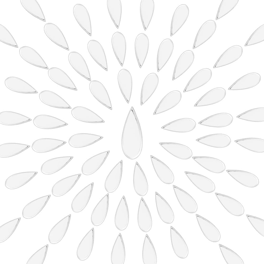 OLYCRAFT 300pcs Teardrop Craft Mirrors Mosaic Tiles 4.5x12mm Self-adhesive Teardrop Mosaic Tiles Mini Glass Mirror Tiles Teardrop Glass Tiles for DIY Crafts Art Wall Door Home Decorations