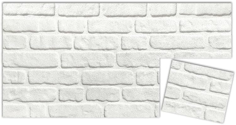IZODEKOR 3D Wall Panels Brick Effect - Cladding, Stone Look, Styrofoam Facing for Living Room, Kitchen, Bathroom, Balcony, Bedroom, Back of Counter and Teras | Snow Slim (10" x 10" Sample)