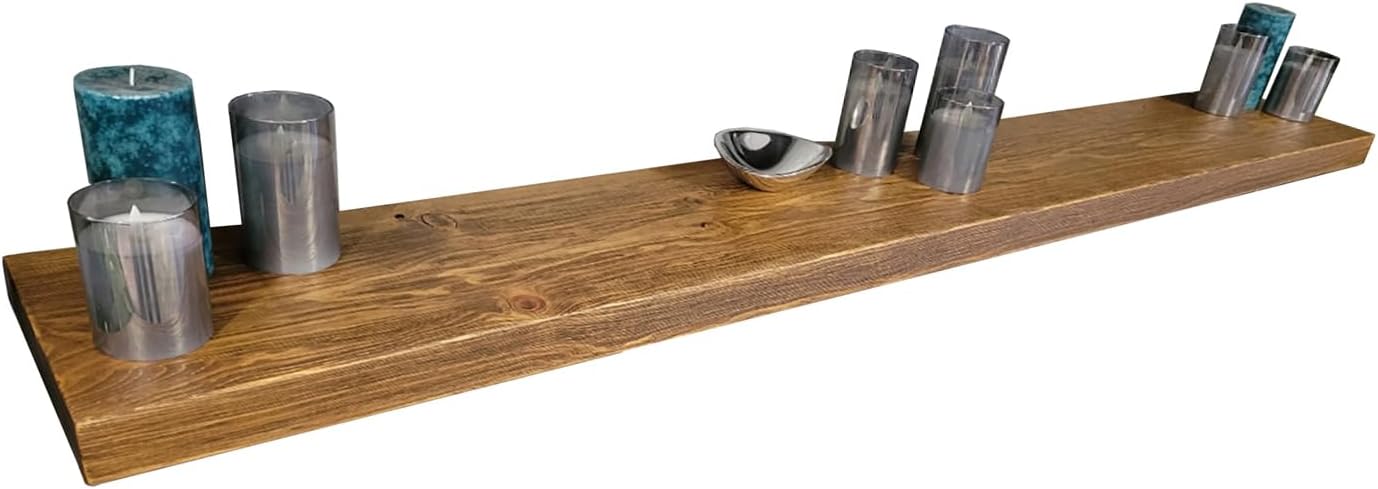 joelsantiques 72 Inch Wooden Floating Shelves for Wall - 72x12x2 in - Made of Natural Wood - Long Heavy Duty Wall Shelves for Bedroom - Perfect for Living Room, Kitchen - Medium Brown
