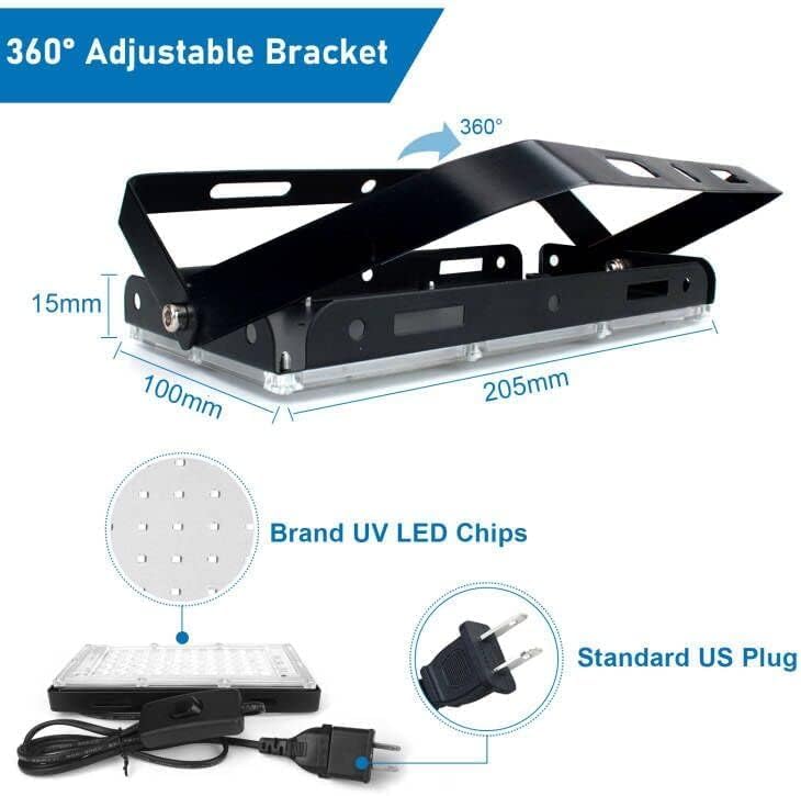 4 Pack 50W Black Lights, Blacklight Flood Light with Plug and Switch,for Glow Party, Halloween, Fluorescent Poster, Body Paint