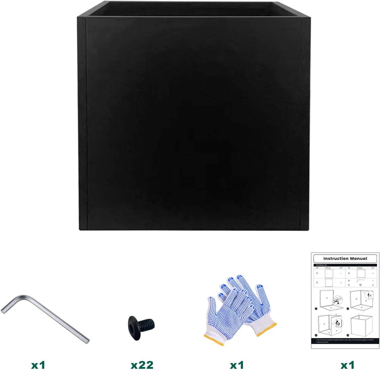 Galvanized Steel Black Planter Box Square 27.6 in Metal Large Planter Box Outdoor Indoor Huge Cube Heavy Duty Flower Pot Modern Commercial Residential for Patio, Deck, Yard, Garden