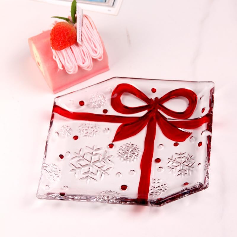 Decorative Crystal Candy Bowls Dish Glass Gift Plate, Decorative Crystal Rectangular Bowls for Home Decor, Centerpiece for Candy, Snack, Cake, Sushi