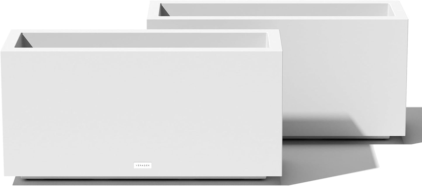 Veradek Block Series Long Box Planter - Large Rectangular Planter for Indoor or Outdoor Patio/Porch | Durable All-Weather Use with Drainage Holes | Modern Décor for Tall Plants, Flowers or Shrubs