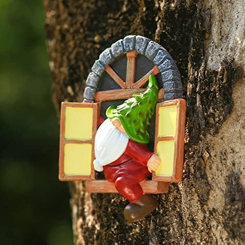Whimsical Fairy Garden Gnome Statue, Tree Faces Decor Outdoor -5.9 Inch, Funny Garden Tree Decoration,Ideal Patio Yard Lawn Porch Decoration
