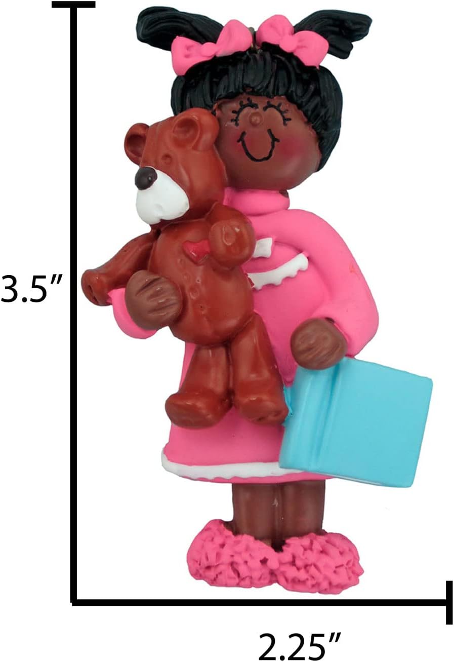 Personalized Child Christmas Tree Ornament - Toddler Pajamas Sleep Time Story Book Reader PJs Lover Kid - Free Customization