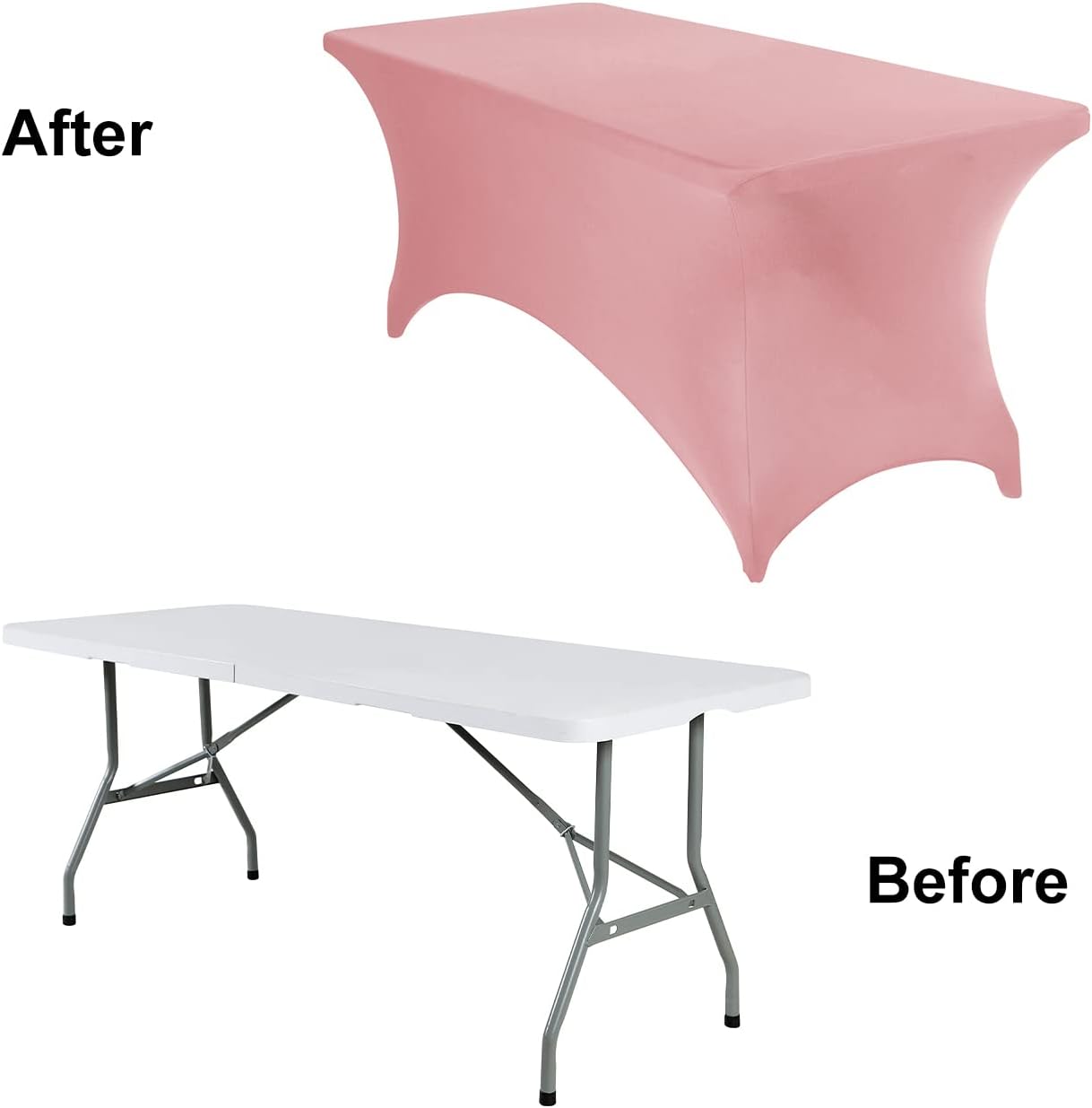 4Pack Spandex Waterproof Table Covers 6ft，Spandex 6ft Waterproof Table Cover for Party,Wedding, Banquet, and Events(Dusty Pink)